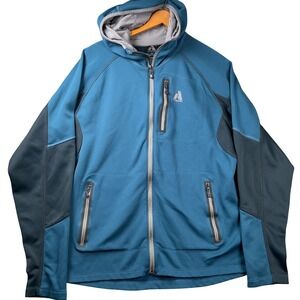 First Ascent Eddie Bauer Hoodie Jacket Mens Large Teal Grey Full Zip Technical